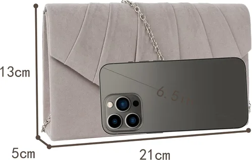Vista 3 de Bolso de noche de terciopelo plisado para mujer, bolso de hombro con cadena elegante