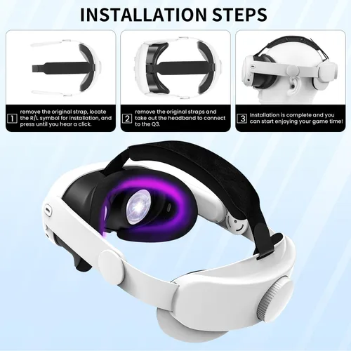 Vista 6 de Head Strap for Meta Oculus Quest 3 - Comfortable Memory Foam Padding, VR Accessories for Meta Quest 3 VR Set, 2023 Release VR Head Strap for