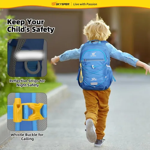 Vista 5 de SKYSPER Mochila escolar para niños de 4 a 8 años para viajes de un día y clases (azul)