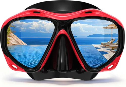 Vista 8 de Scuba Mask Adults, Diving mask, Snorkel Swimming Goggles with Nose Cover for Youth, Free Diving Mask, Panoramic HD Tempered Glass Snorkeling Gear