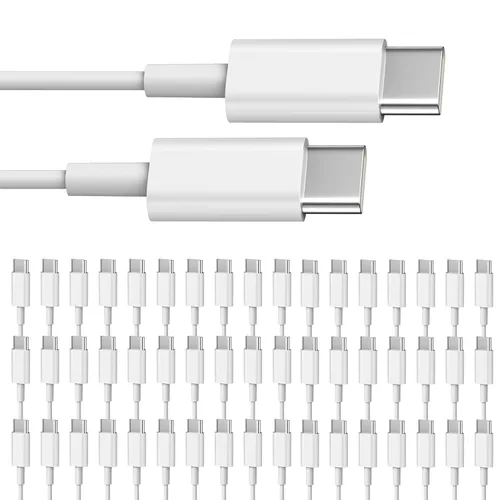 Vista 6 de Cable USB C a USB C, paquete de 10 unidades, cable de carga rápida tipo C Blanco