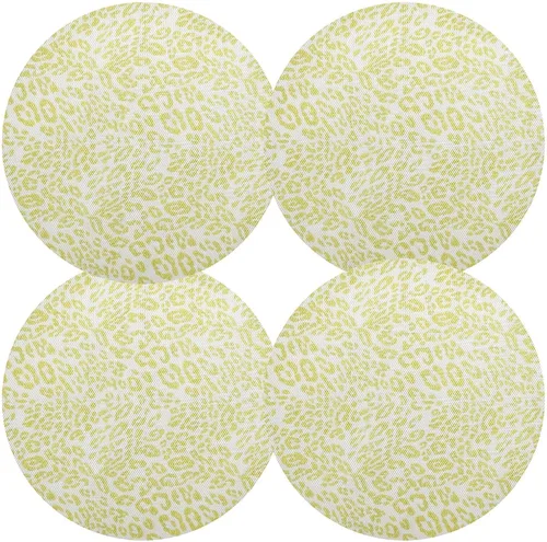 Vista 2 de Tapete de placa de PVC amarillo con estampado de leopardo, antideslizante para mesa de comedor para cocina (talla única x 1)