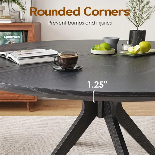 Vista 6 de Soohow Mesa redonda de cocina de comedor de madera maciza de 47.2 pulgadas para 4-6 personas con base de pedestal que se interseca