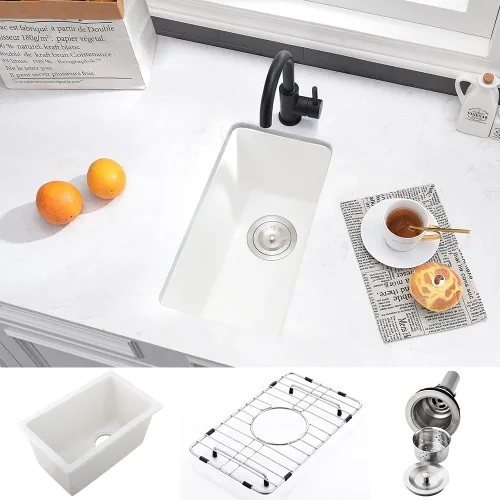 Vista 12 de Fregadero de barra negro Undermount-VASOYO - Fregadero de cocina pequeño de 10 x 18 pulgadas, fregaderos de cocina para exteriores, para caravana