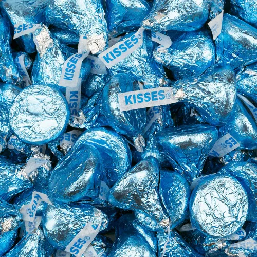 Vista 6 de 90 piezas de besos de chocolate con leche azul de Just Candy (Aprox. 90 piezas)