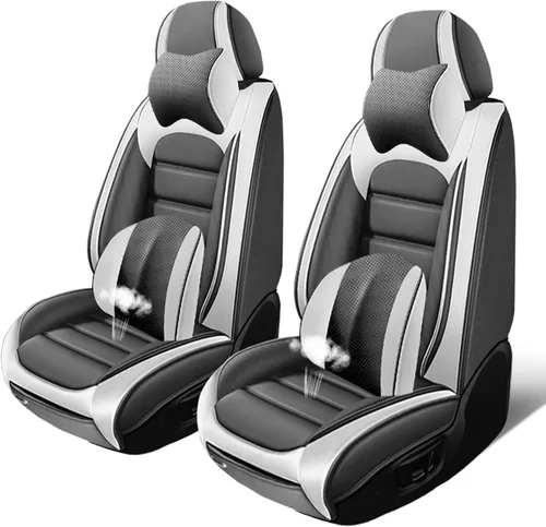 Vista 19 de Fundas de asiento para GMC Canyon 2004-2024, 2 fundas de asiento de automóvil de cuero, fundas protectoras de asiento impermeables, fundas