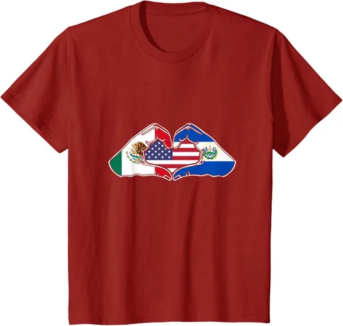Vista 74 de Corazón manos México, El Salvador y Estados Unidos. Camiseta, Negro
