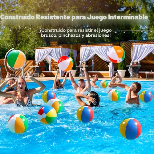 Vista 2 de JOYIN Paquete de 12 pelotas de playa de 12 pulgadas, juguetes inflables clásicos a granel para piscina, juegos de adultos y niños, suministros