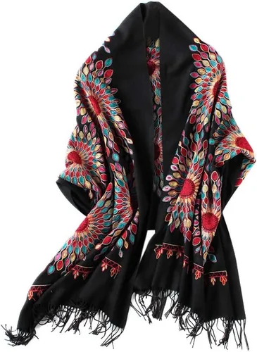 Vista 21 de Urban CoCo Chal Bordado con Borlas de Tamaño Grande para Mujer, Bufanda de Mujer