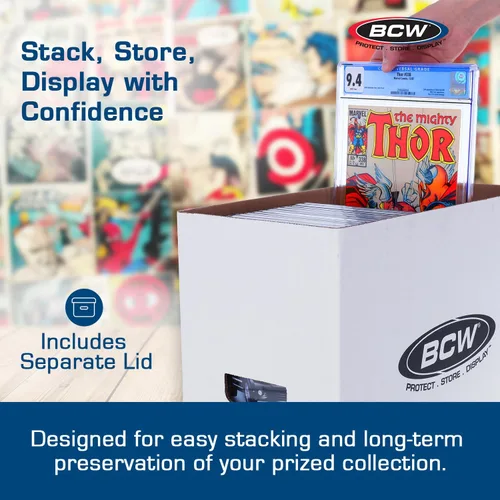 Vista 5 de BCW Graded Comic Book Storage Box, 2 Pack Durable White Corrugated Paper, Fits CGC Comics, Holds 35-40 Graded Comic Books, Double Thickness