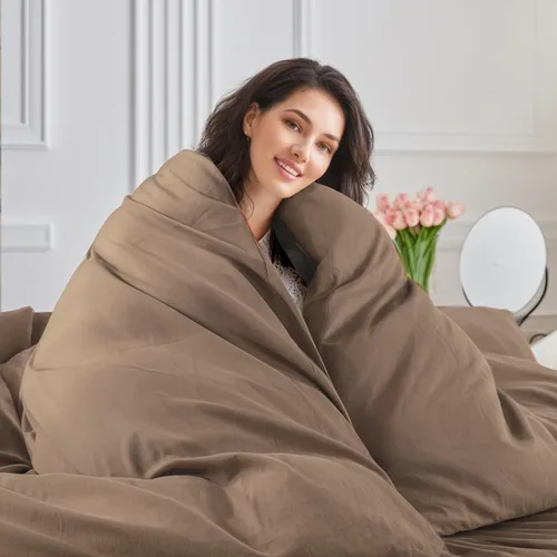 Vista 409 de NEXHOME PRO Funda de edredón Twin XL 100% algodón lavado, transpirable, duradera, texturizada, similar al lino, juego de ropa de cama para el hogar