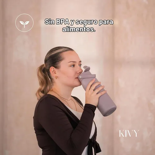 Vista 8 de KIVY Botella de agua de acero inoxidable con pajita 24oz - 24h fría 12h Rojo oscuro