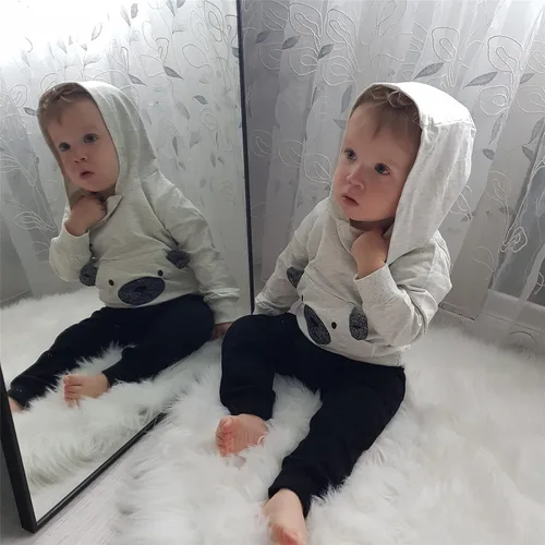 Vista 5 de Conjunto de sudadera con capucha y pantalones, de manga larga, con varios diseños, para bebé o niño