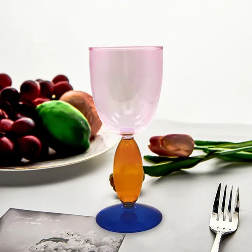 Vista 2 de Flylin Copas de vino creativas, copa de vino tinto de 13.5 onzas, copa de vino colorida, copa de vino de cóctel, copa de jugo para fiesta, cena