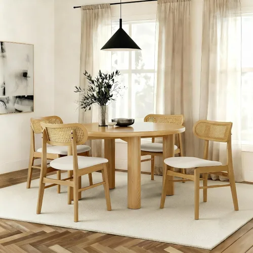 Vista 28 de KISLOT - Juego de 2 sillas de comedor de madera, sillas de cocina tapizadas, originales