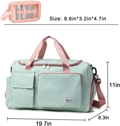 Vista 51 de Pequeña bolsa de gimnasio para mujer, bolsa de viaje con compartimento para zapatos
