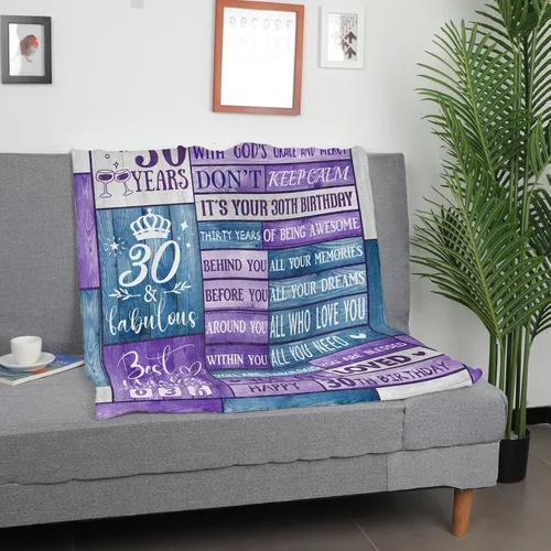 Vista 3 de Regalos de 30 cumpleaños para mujer, manta suave para regalos de 30 años, 60 x 50 pulgadas