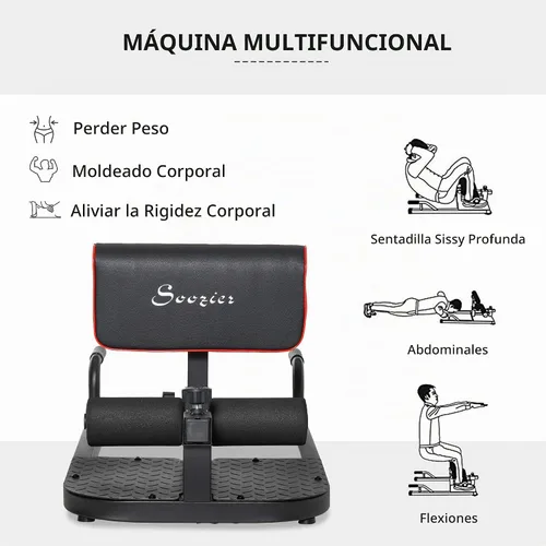 Vista 6 de Soozier 3-in-1 Padded Push Up Sit Deep Sissy Squat Machine Home Gym Fitness Equipment