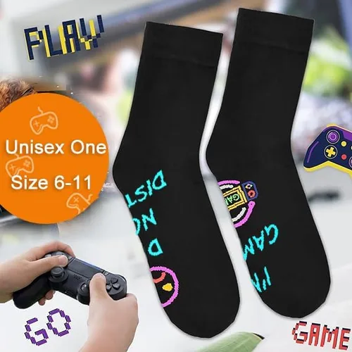 Vista 6 de Regalos para jugadores, calcetines divertidos para hombre regalo de cumpleaños para novio, adolescente, niños, papá, amantes de los juegos, Do Not