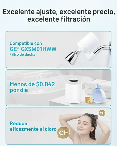 Vista 4 de AQUA CREST Reemplazo del filtro de ducha FXSCH para GE® FXSCH