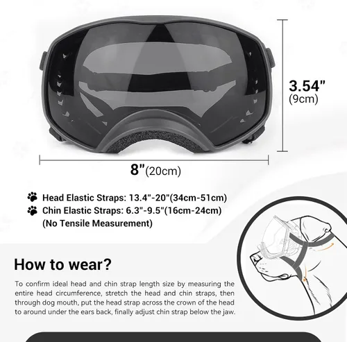 Vista 3 de Gafas de sol para perros de razas grandes, protección UV para perros medianos a grandes, protección ocular de mascotas