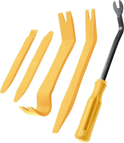 Vista 8 de Kit de 5 herramientas de extracción de adornos de automóvil, herramienta de palanca de extracción automática de clips para panel de tablero de Azul
