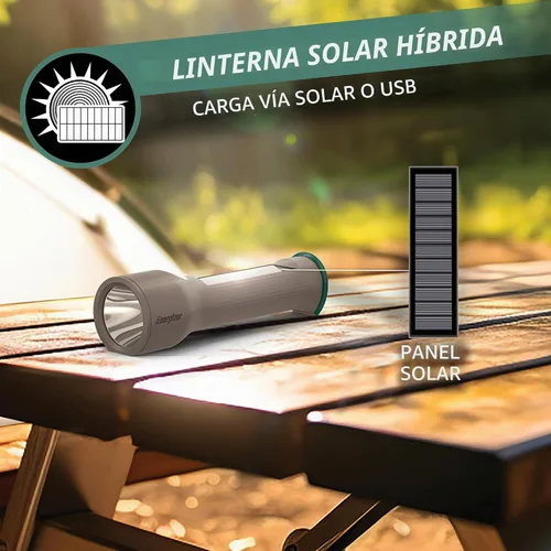 Vista 2 de Energizer S-600 Linterna LED recargable con opciones de alimentación de batería solar y AA, linternas superbrillantes IPX4 resistentes al agua