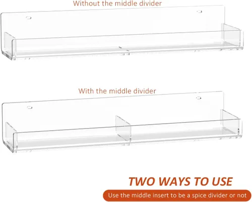 Vista 2 de Sezanrpt Estante acrílico para especias de montaje en pared, estantes colgantes para condimentos, tarros de especias de cocina, organizador