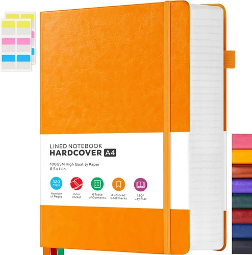 Vista 18 de FOCUS DAY Cuaderno de tapa dura 8.5 x 11, cuaderno de 320 páginas tamaño A4 grande para la universidad con líneas para la escuela y el trabajo, gran