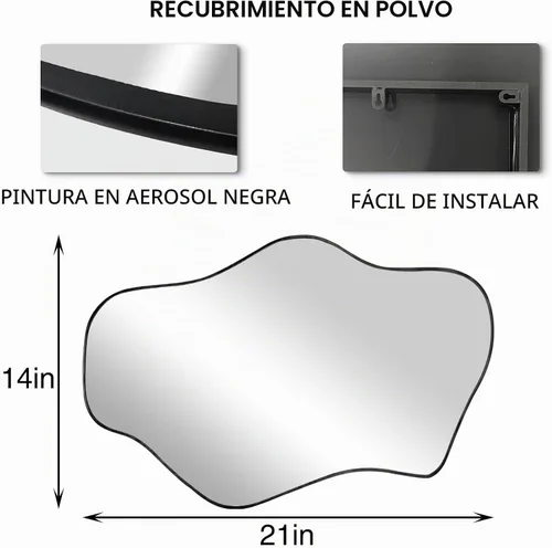 Vista 6 de Espejo de pared irregular, espejos asimétricos de 21 x 14 pulgadas, espejo moderno sin marco para pared, espejos de forma única para sala de estar