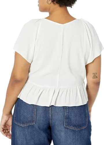 Vista 6 de The Drop Elize - Blusa de crepé con manga abombada y lazo frontal para mujer