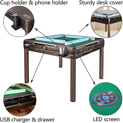 Vista 5 de Solor - Mesa automática Mahjong con 4 cargadores USB, azulejos de 2.205 in (azul y verde) y 1 cubierta de tela Mah Jongg