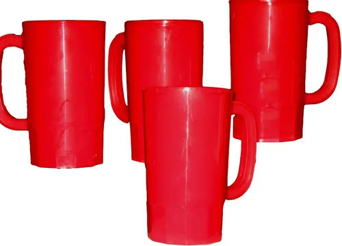 Vista 4 de Talisman, tazas de plástico para cerveza, grandes, 32 onzas, paquete de 8, color rojo