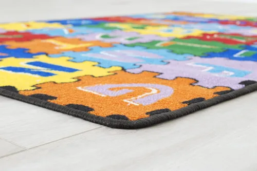 Vista 2 de Mybecca Alfombra para niños, rompecabezas del alfabeto con números y letras, alfombra de área grande para aula, 5 x 7 pies (59 x 82 pulgadas)