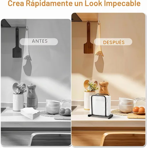 Vista 3 de Servilletero, moderno soporte para servilletas de papel de pie para cocina, mesa de comedor, almacenamiento de servilletas de metal para todas
