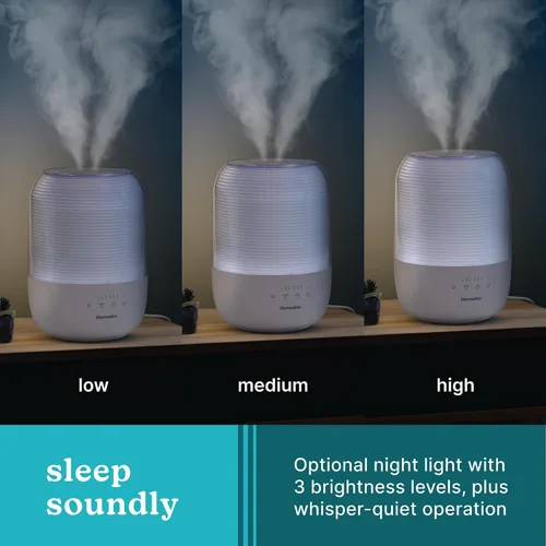 Vista 8 de Homedics Humidificador ultrasónico de niebla fría, tanque de agua de llenado superior de 3 litros, cubre 395 pies cuadrados, tiempo