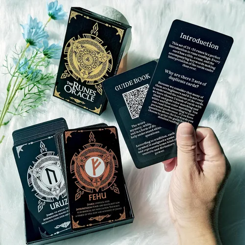 Vista 3 de Han Yu Bowen Oracle Cards - Baraja de tarot de runas de doble color para principiantes con significados