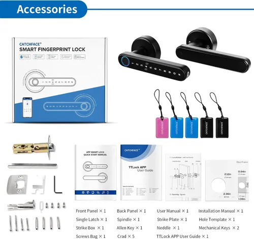 Vista 9 de CATCHFACE Cerradura inteligente de huellas dactilares, habilitada para WiFi, cerradura de puerta biométrica con aplicación gratuita, comparte Ekey