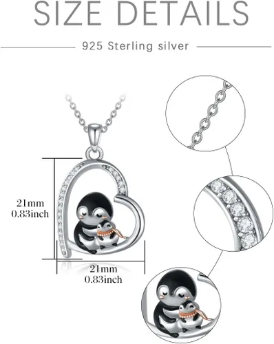 Vista 5 de POTOPYY Collar de rana, pingüino, elefante, panda, zorro, abeja, regalo para mujer, plata de ley S925, lindo colgante de animales, joyería