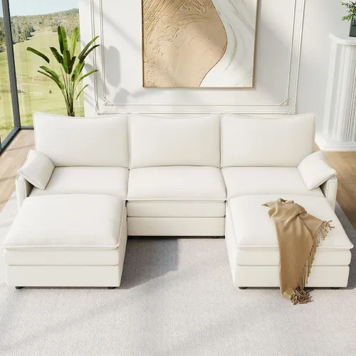 Vista 108 de Vesgantti Sofá modular de 108 pulgadas, cómodo sofá de nube con asiento profundo otomano movible, sofá modular en forma de L, sofás seccionales