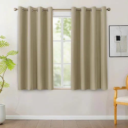Vista 27 de BONZER - Juego de 4 paneles de cortinas 100% opacas, cortinas de ventana con aislamiento térmico y bloqueo de luz, de 63 pulgadas de largo, cortina