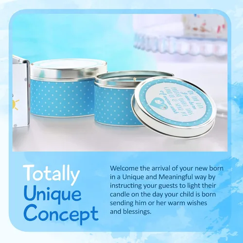 Vista 4 de Majestic Zen Juego de regalo de velas para baby shower, paquete de 9 velas de cera de soja perfumadas neutrales, aroma a polvo fresco para bebé, 30