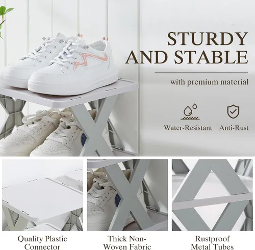 Vista 4 de VECELO Zapatero estrecho vertical de 6 niveles, zapatero de pie, estante delgado para zapatos de fácil montaje, organizador de zapatos compacto que