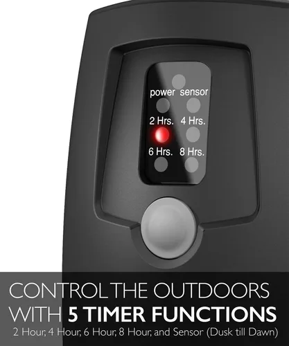 Vista 3 de Fosmon - Temporizador de luz para exteriores con toma de corriente y control remoto, temporizador de enchufe impermeable de atardecer a amanecer