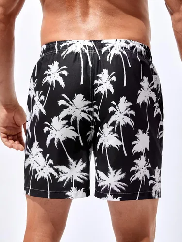 Vista 2 de Floerns Traje de baño bohemio para hombre con estampado gráfico y cordón en la cintura
