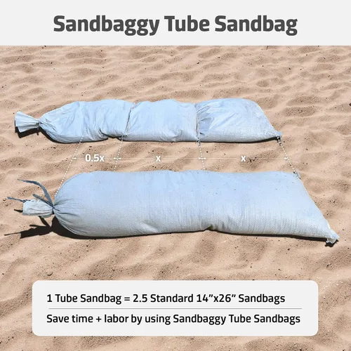 Vista 6 de Sandbaggy Bolsas de arena de tubo de 38 pulgadas por 12 pulgadas Tela resistente de grado industrial Capacidad de peso de 90 libras Barrera