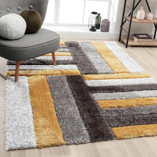 Vista 11 de LUXE WEAVERS Lantanas Collection 7072 - Alfombra geométrica moderna de pelo largo gris de 8 x 10 pies