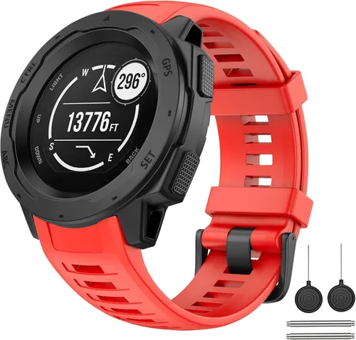 Vista 9 de OVERSTEP Correa de reloj para Garmin Instinct Smartwatch - Amarillo ámbar Correa de repuesto de silicona suave de 0.866 in compatible con Garmin