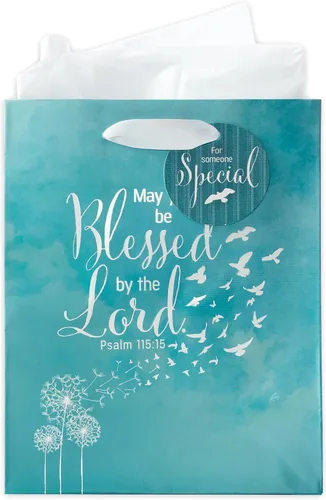Vista 27 de Christian Art Gifts Bolsa de Regalo Retrato con Etiqueta y Juego de Papel de Seda para Mujeres: Quédate Quieta y Conoce - Salmo 46:10 Versículo