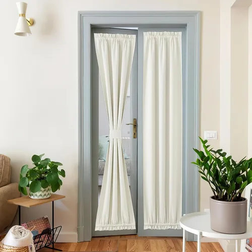 Vista 38 de NICETOWN Cortinas de Lino para Puerta Lateral - Cortinas Opacas con Aislamiento Térmico para Puerta Delantera Francesa para Sombra Pequeña